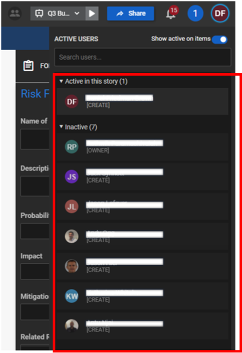 SharpCloud: Active Users