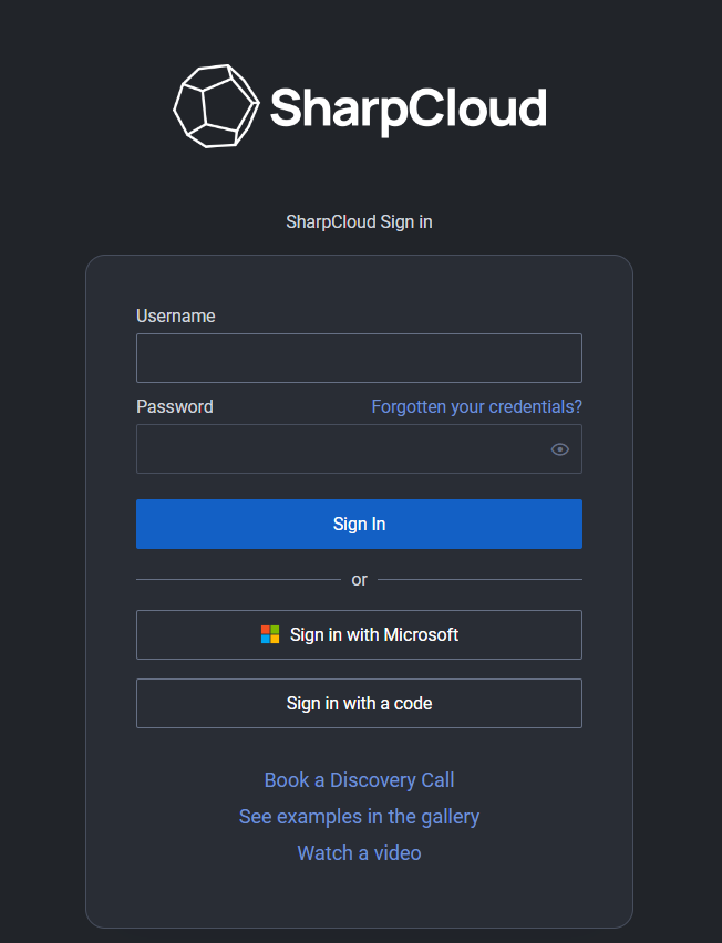 SharpCloud: Signin Info