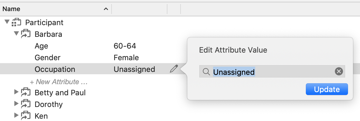 Setting attribute values for a case in List View.