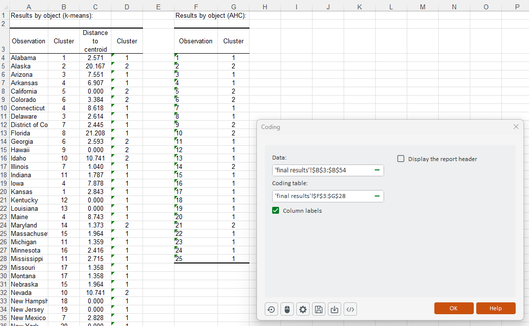 XLSTAT: Clustering big datasets using k-means then AHC in Excel