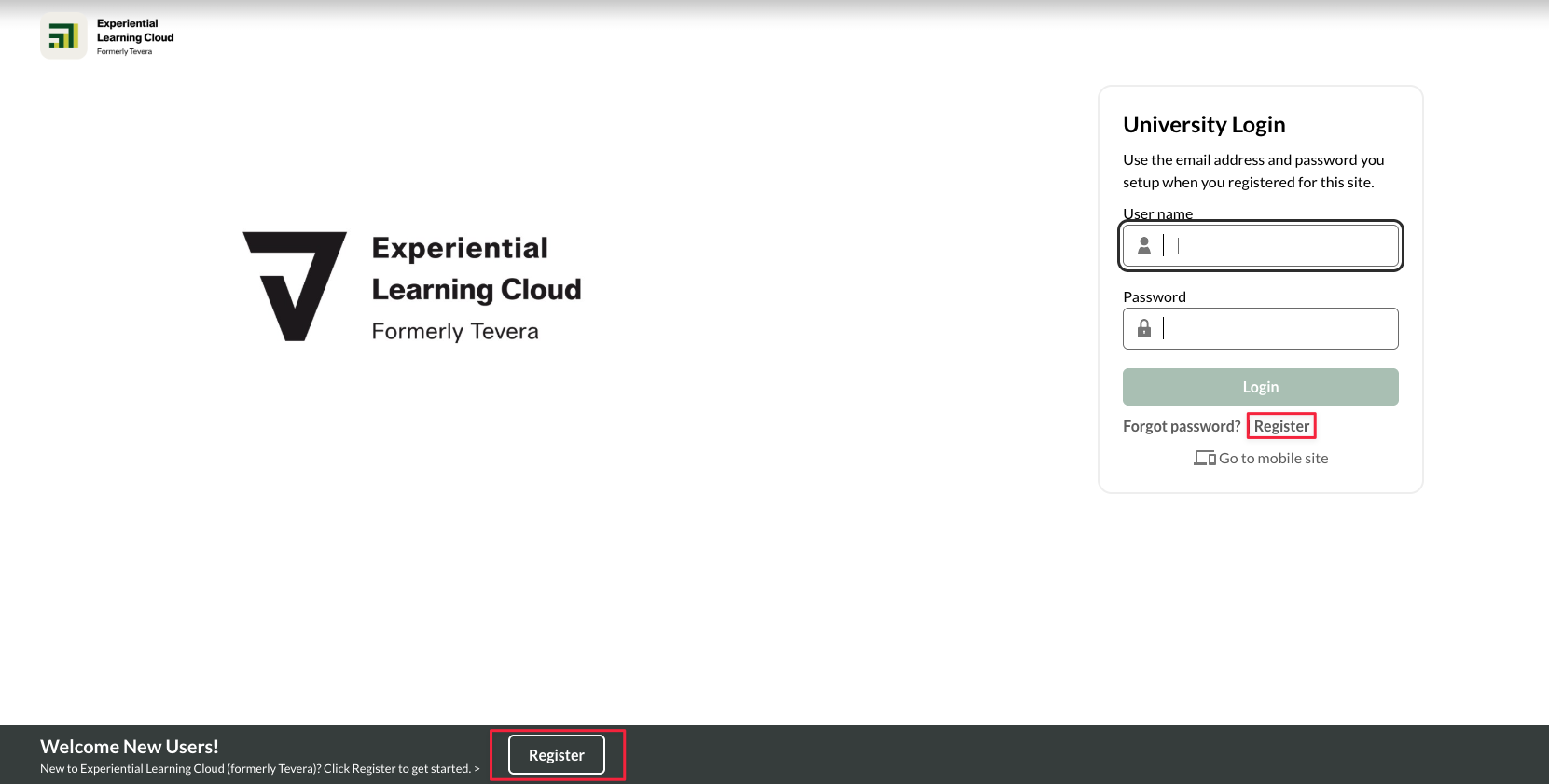 ELC Login Page