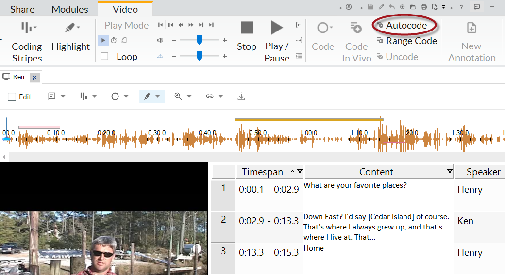 Auto coding selected interview transcripts.