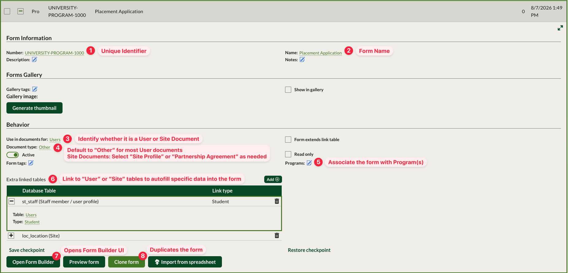Form Record Configuration