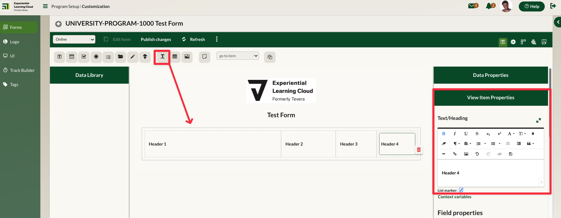 Placing an item above or below an existing item to control its position