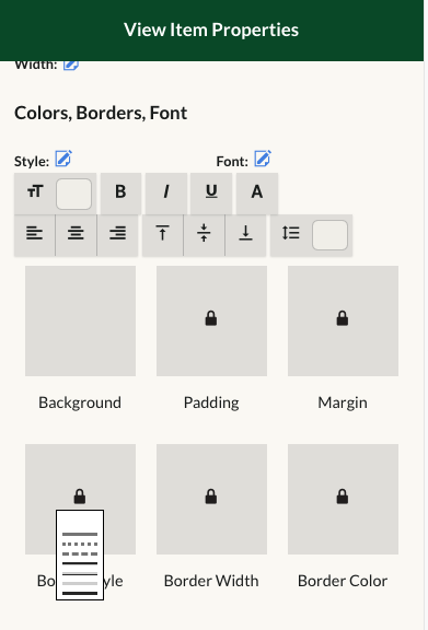 Selecting the top line option from the border style menu