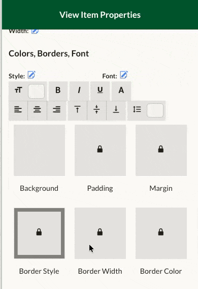 Entering a border width value of 1