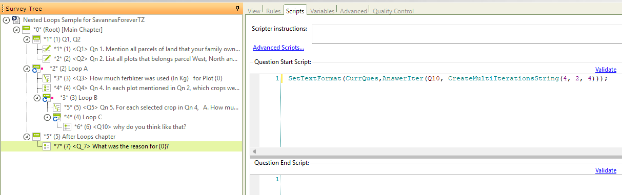 SurveyToGo: How to Implement Nested Loops